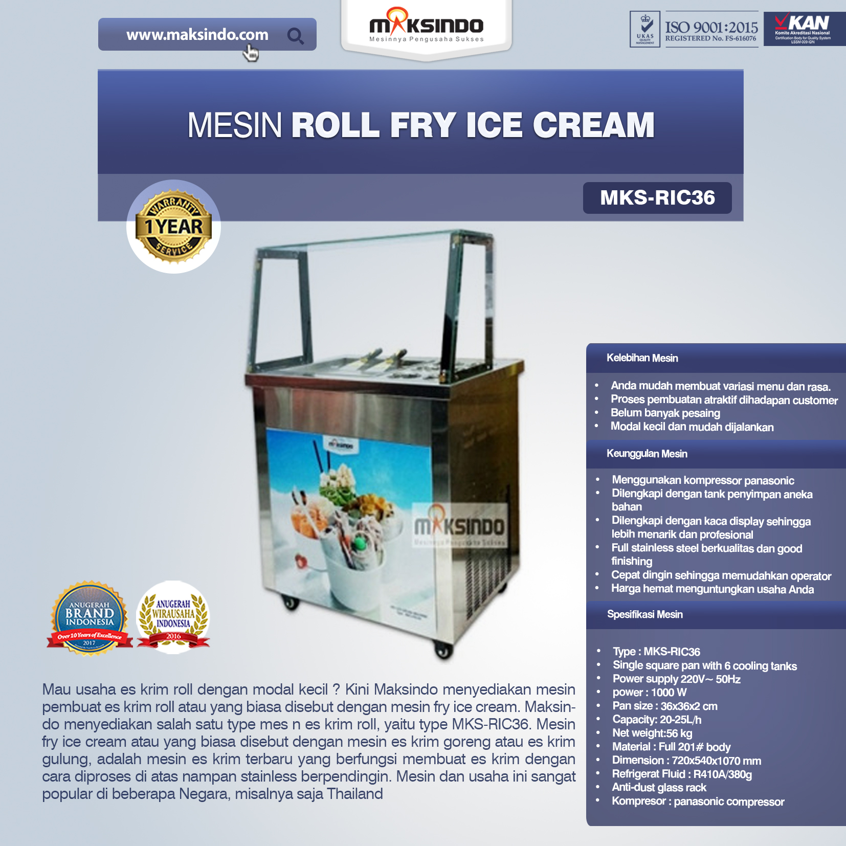 Jual Mesin Roll Fry Ice Cream (RIC36) di Banjarmasin