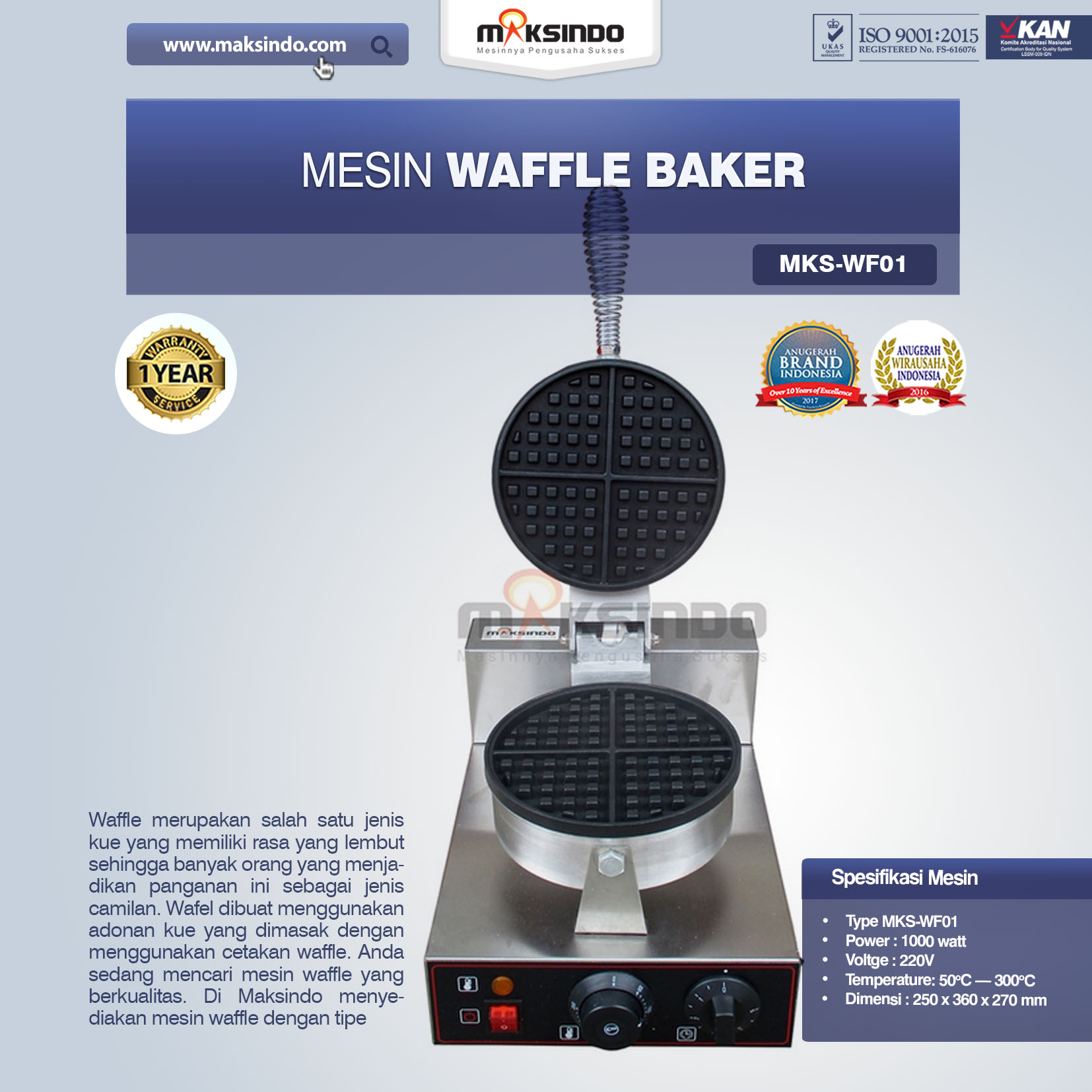 Jual Mesin Waffle Baker MKS-WF01 Di Banjarmasin