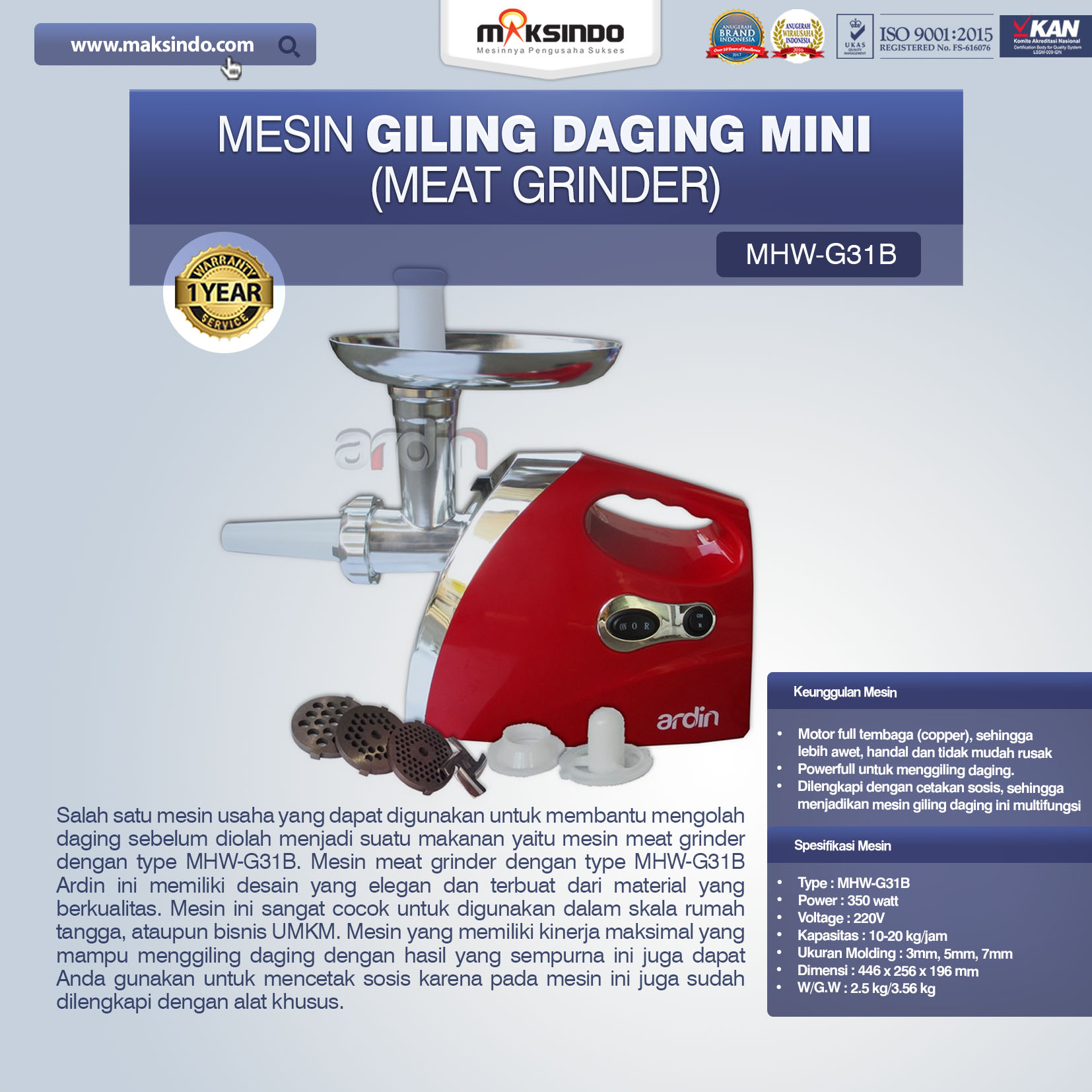 Jual Mesin Giling Daging Mini (Rumah Tangga) – Ardin di Banjarmasin