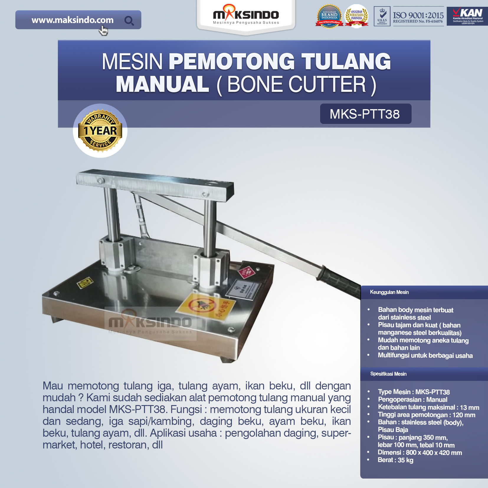 Jual Pemotong Tulang Manual (PTT38) di Banjarmasin