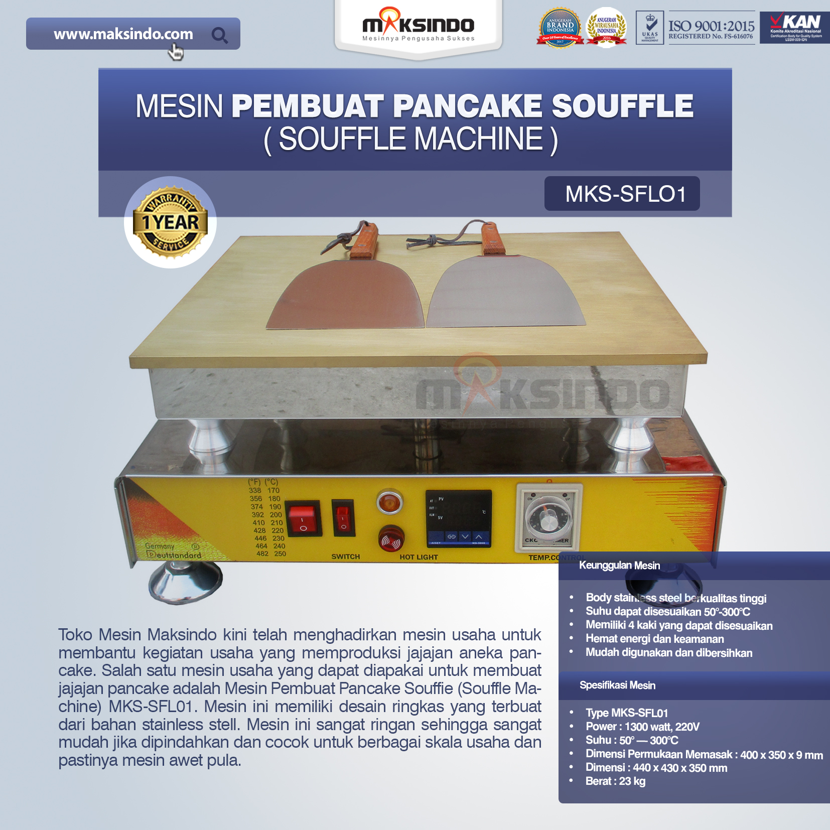 Jual Mesin Pembuat Pancake Souffle (Souffle Machine) MKS-SFL01 di Banjarmasin
