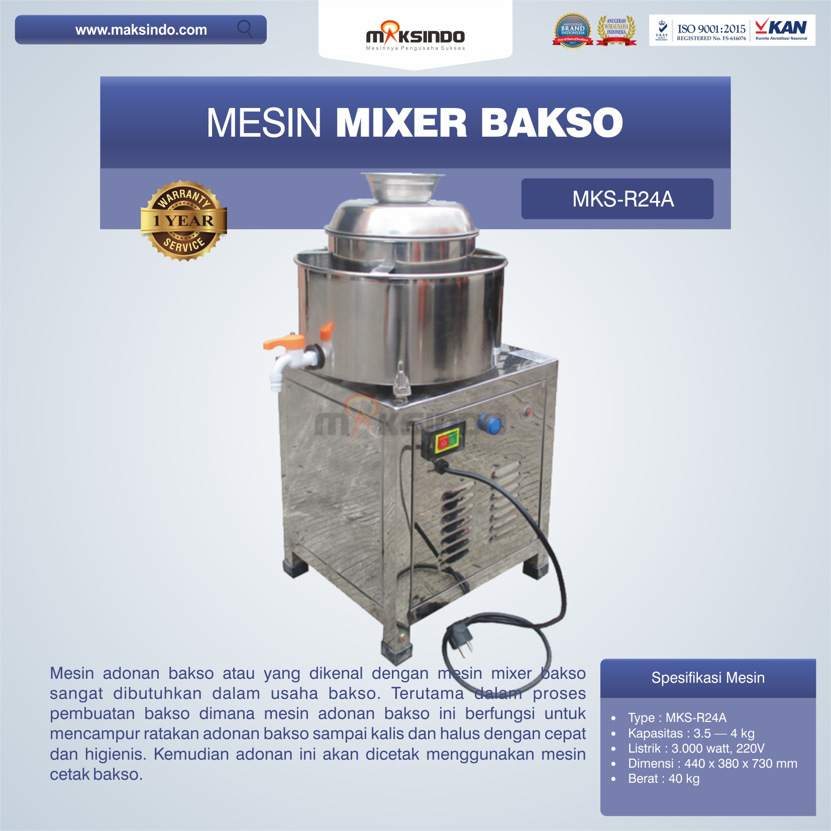 Jual Mesin Mixer Bakso MKS-R24A di Banjarmasin