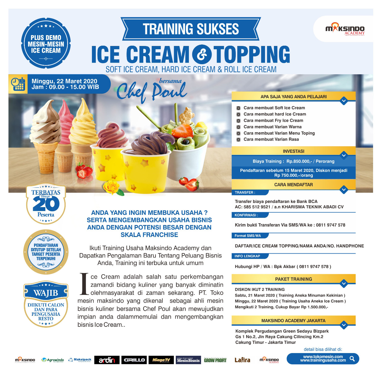 Training Usaha Ice Cream dan Topping, Minggu 22 Maret 2020