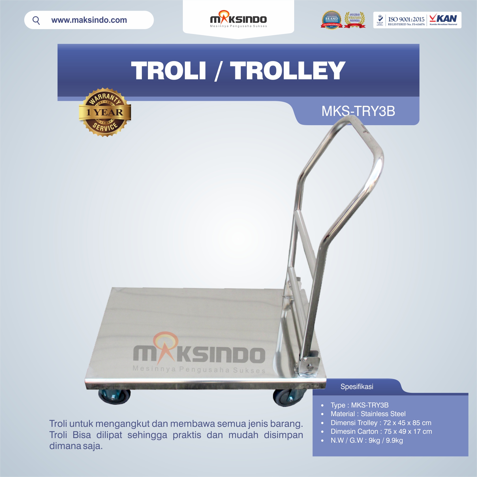 Jual Troli/Trolley MKS-TRY3B di Banjarmasin